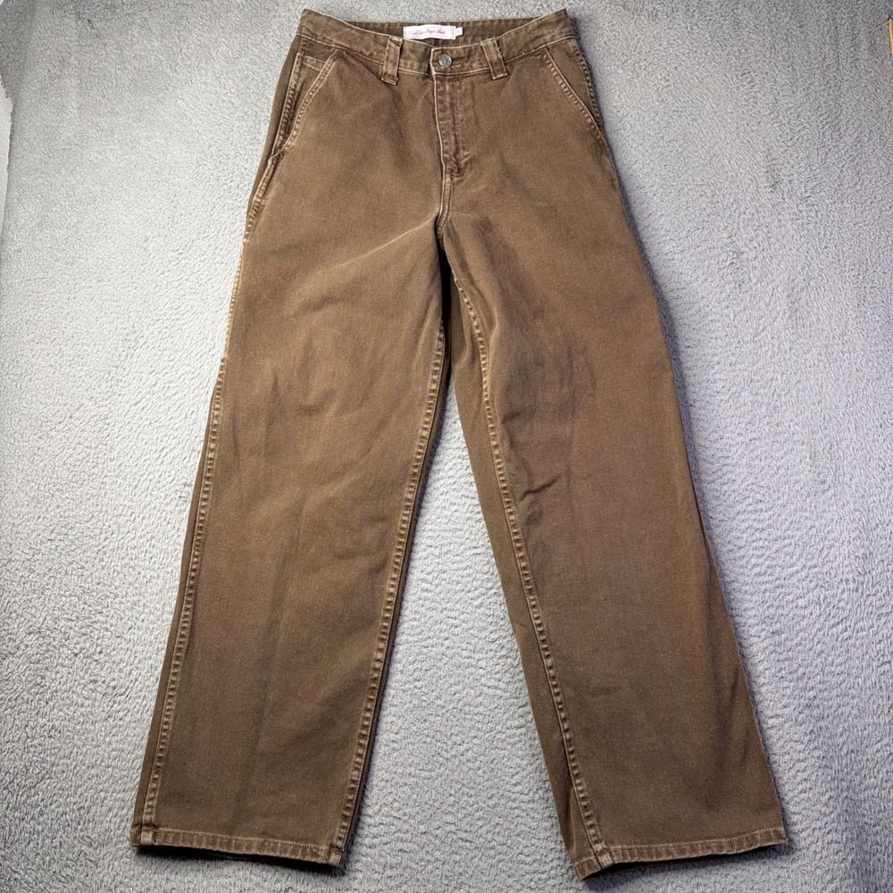 Lisa Says Gah Brown Carpenter Pants Wide Leg Cotton Utility Trousers Womens 6